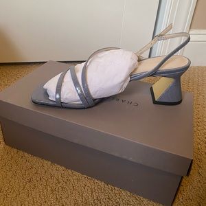 Croc-Effect Strappy Heeled Sandals - Animal Print Blue